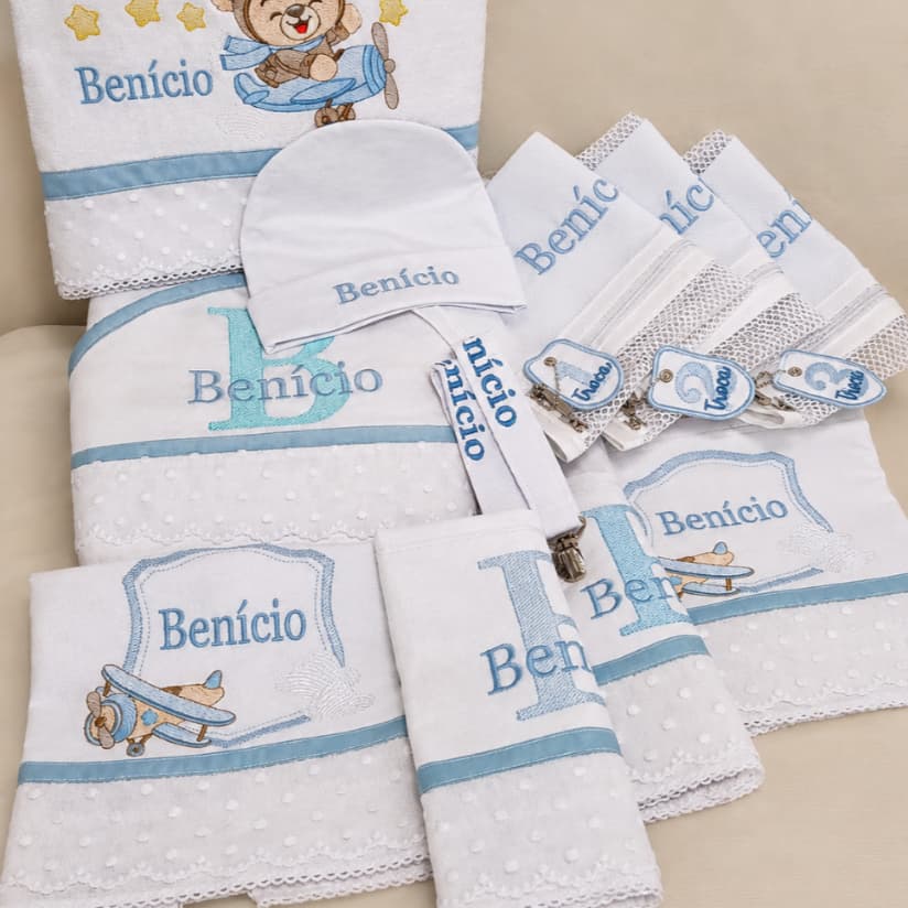 Kit Maternidade Bebê 12 Peças Personalizadas com nome do bebê | Fraldas Valletex Premium | Enxoval de bebê