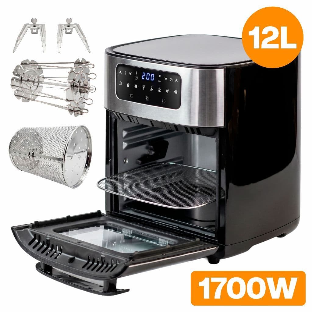 Air Fryer 12L Oven Cozinha Sem Óleo Com Cesto Giratório e Visor Digital 1700w Elétrica