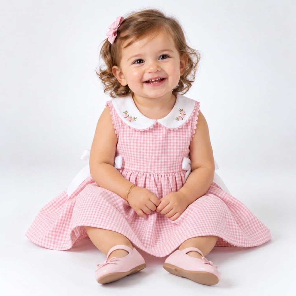 Vestido Bebê Menina Festa Luxo Rosa Algodão Confortável 2 Meses a 4 Anos