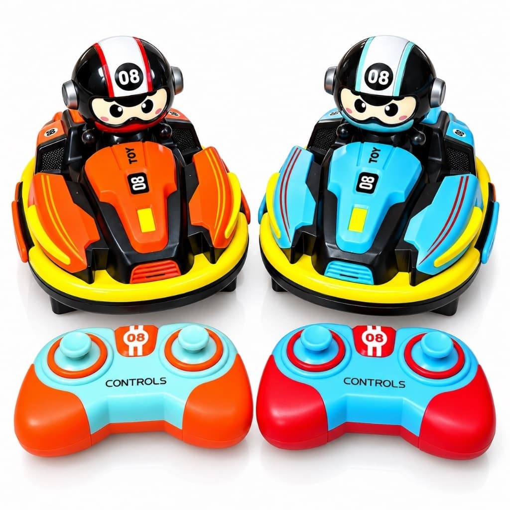 Carrinho Bate Bate Com Controle Remoto, Kit Com 2 Carrinhos, Efeitos Sonoros, Iluminação e Modo Turbo