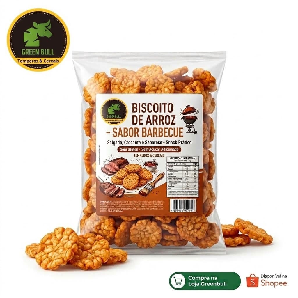 Biscoito de Arroz Barbecue Snack Saudável Sem Glúten 200g 300g 500g