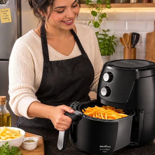 Fritadeira Elétrica Air Fryer Britania Sem Óleo Com Antiaderente 1500w 220v