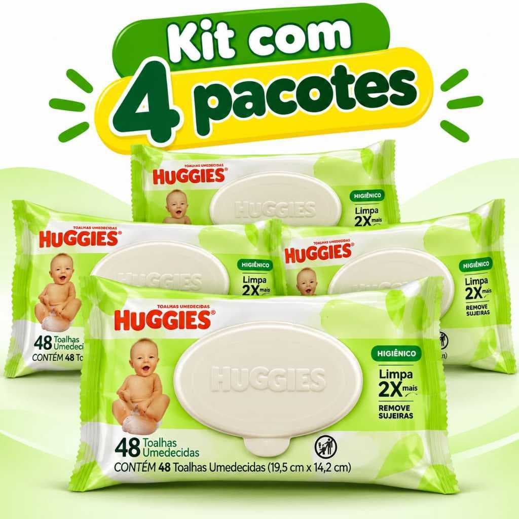 Lenços Umedecidos Huggies Higiene Superior - Kit c/ 4 embalagens