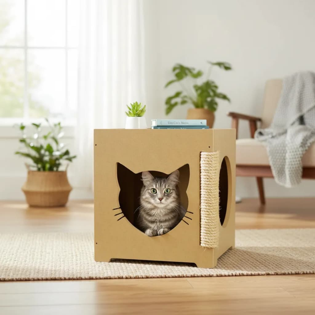 Casa de Gato com Arranhador Resistente Montado Casinha