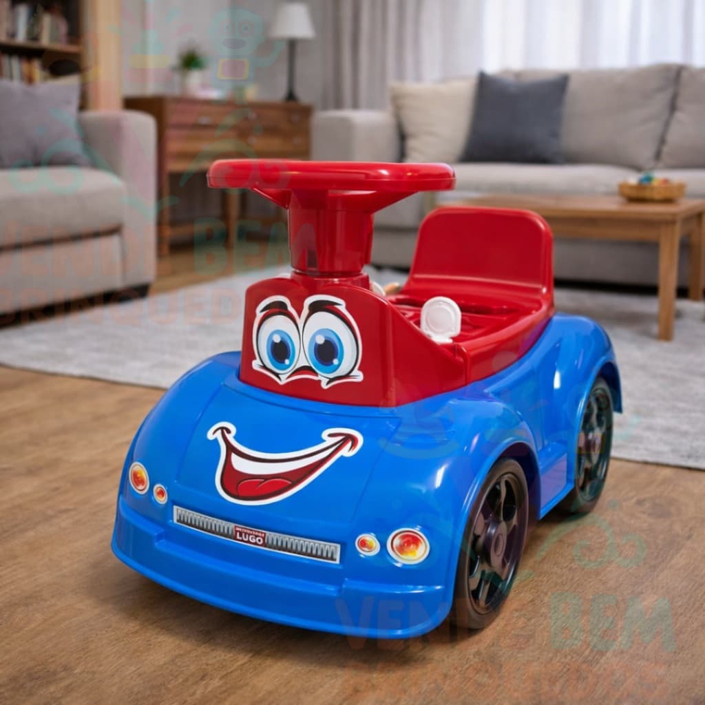 Andador Infantil Lugtoka Baby Azul Menino com Blocos de Encaixe Buzina Porta-Malas +18 Meses Suporta 40kg