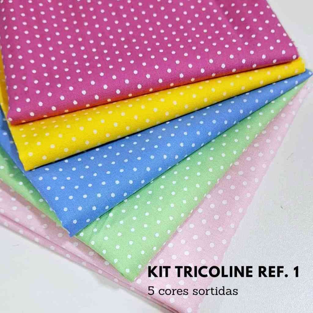 Kit Tecido Tricoline Poá 5 Cortes 100% Algodão Patchwork Artesanato – Estampas Sortidas