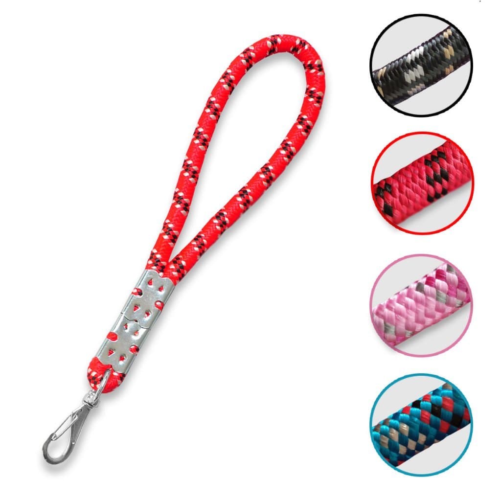 Guia de Corda Curta Reforçada Grossa (35cm x 16mm) - Cores Vermelho Preto Azul Rosa