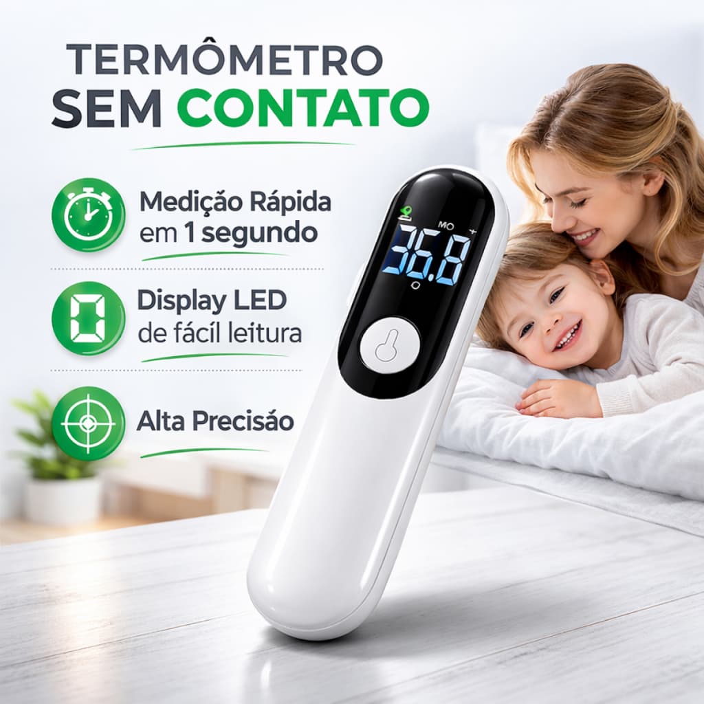 Termômetro Eletrônico Infravermelho Recarregável Digital USB