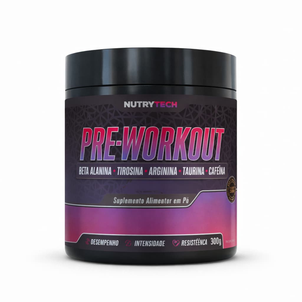 Pré Workout Beta Alanina + Taurina 300g Nutrytech Pré Treino sabor Limão