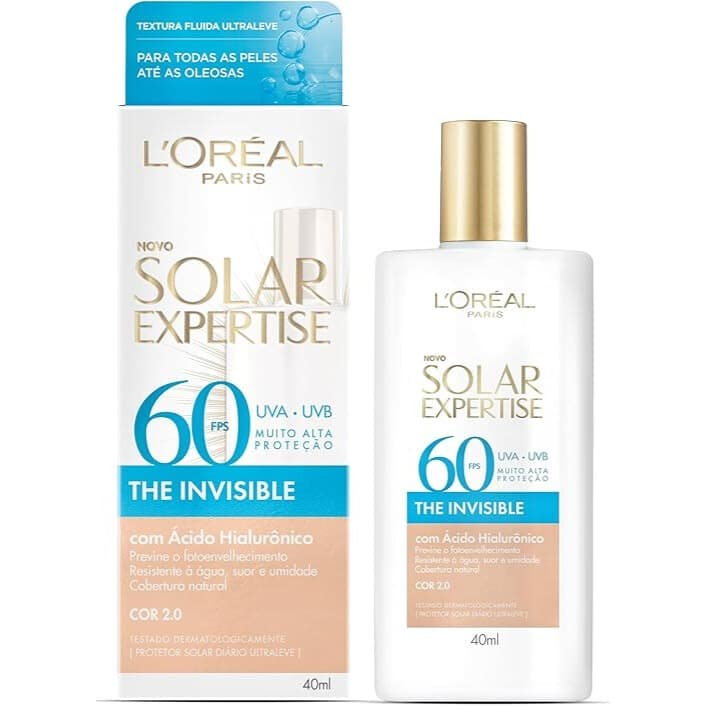 L’Oréal Paris Solar Expertise The Invisible Protetor Solar Facial FPS 60 Para Rosto Com Ácido Hialurônico, Textura Aquos