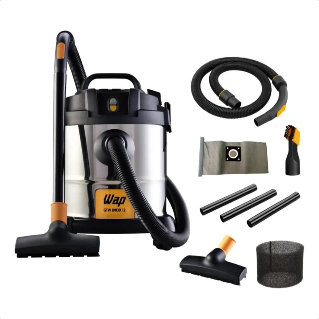 Aspirador Pó e Água WAP GTW Inox 12 1400W 12L Bocal de Sopro