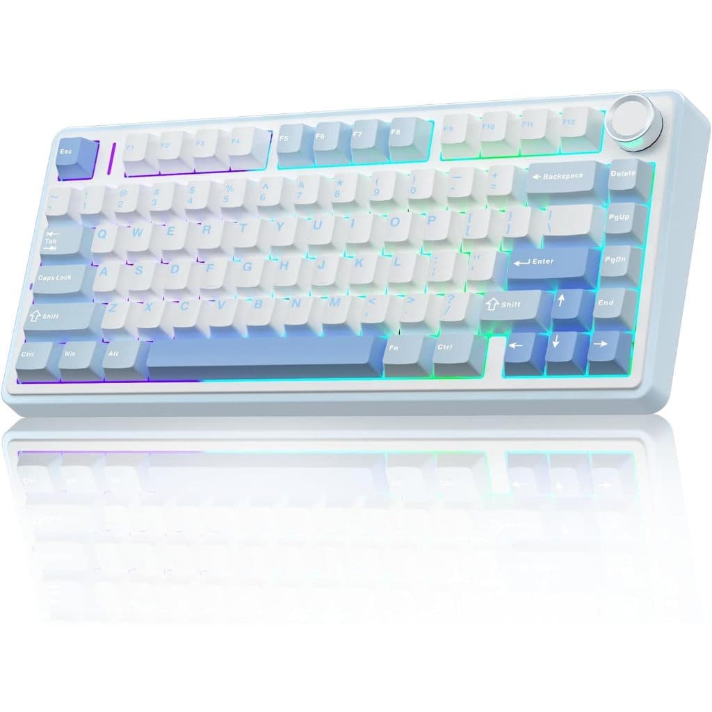 Teclado Aula F75 Sem Fio Mecânico Tri Mode Hot Swap Cor de teclado Azul Sal Marinho Idioma Inglês US (CAIXA ABERTA)