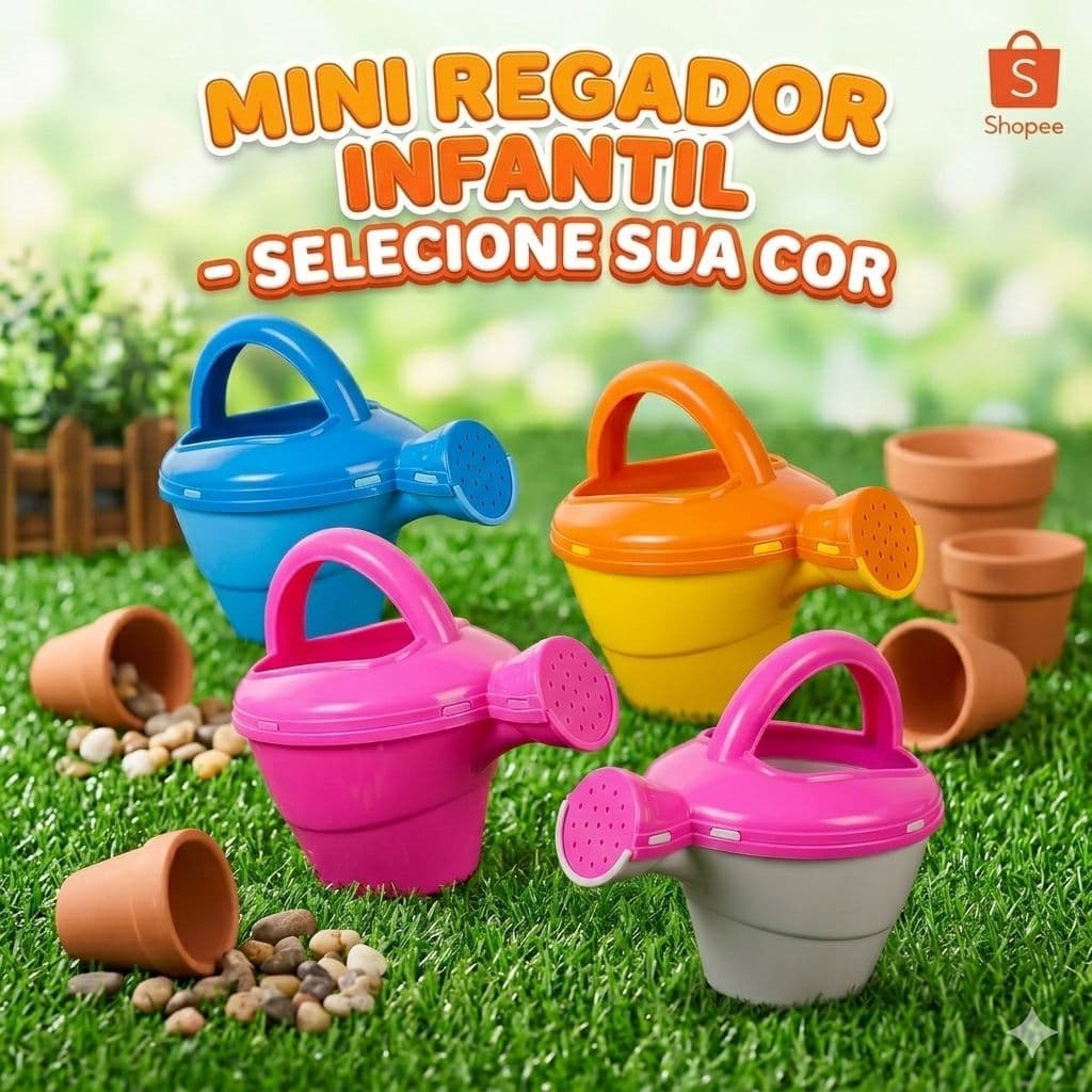 Mini Regador Infantil Colorido 🌈 Regador para Criança Jardinagem Brinquedo Educativo Resistente
