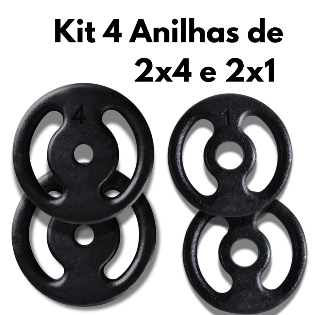 Kit 4 Anilhas Pares 4kg e 1kg  Musculação Academia e Treino em Casa Resistentes e Duráveis