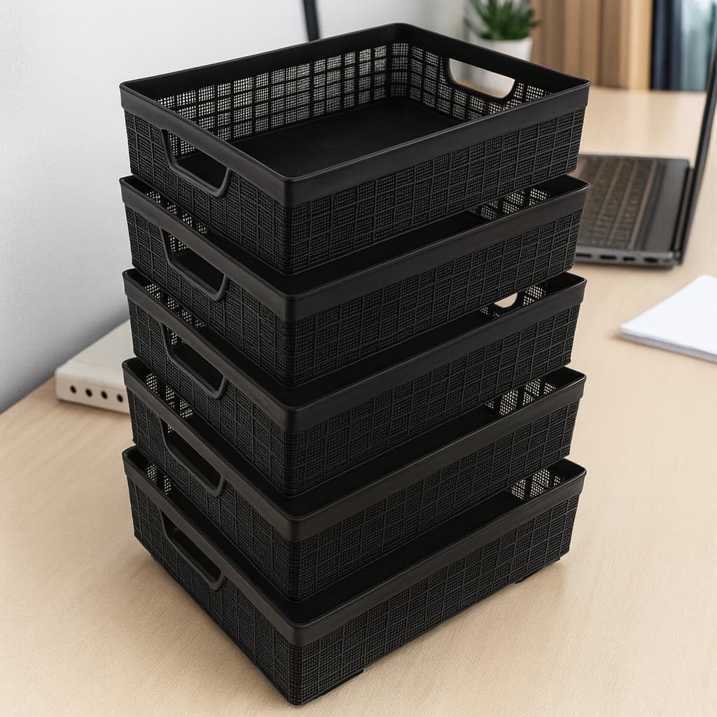 Kit 5 Cestos Organizadores 5,2 Litros Multiuso Lavanderia Armário Banheiro 33x23
