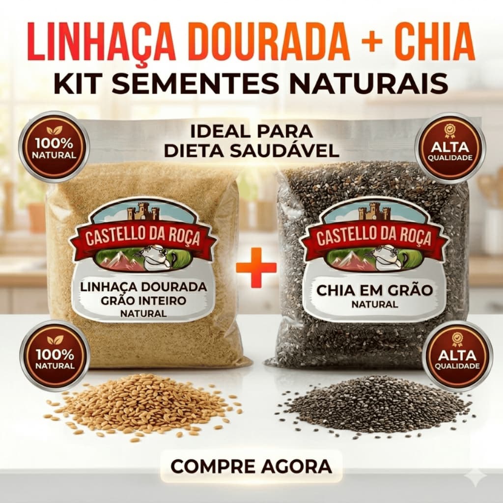 Kit Linhaça Dourada + Chia a Granel | Sementes Naturais para Dieta e Receitas Saudáveis
