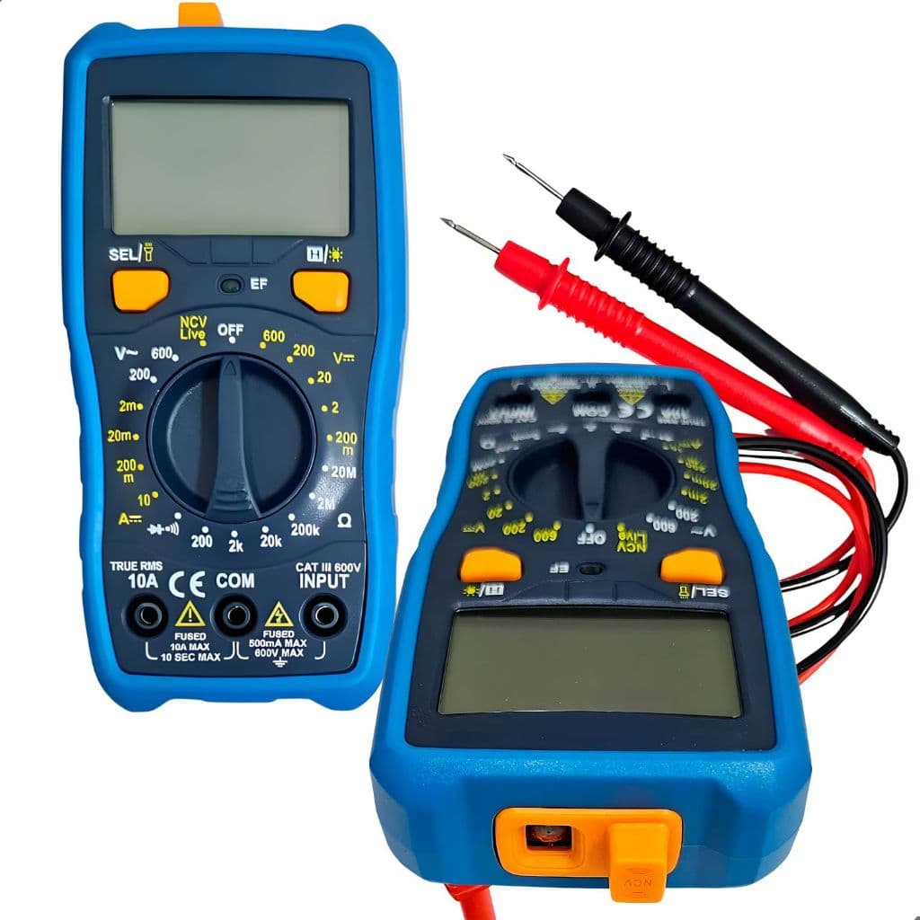 Multimetro Digital Profissional True RMS CAT III 600V Lanterna Luz de Fundo Ampla Proteção 1999 Contagem Funçao Hold