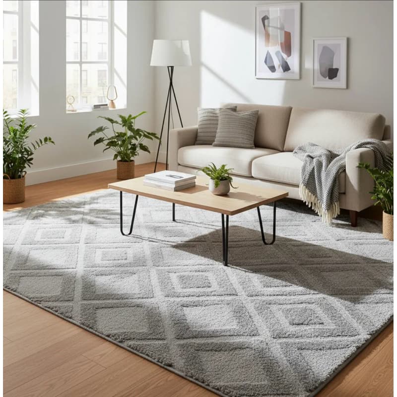 Tapete sala quarto sem pelo com relevo em jacquard macio antiderrapante 2,40x2,00