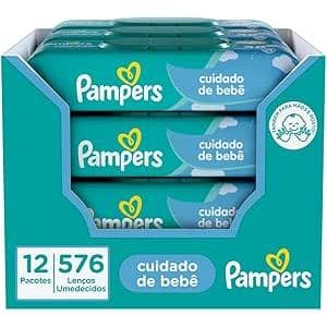Caixa Lenço Umedecido Pampers Cuidado de Bebê 12 Pacotes 576 Unidades