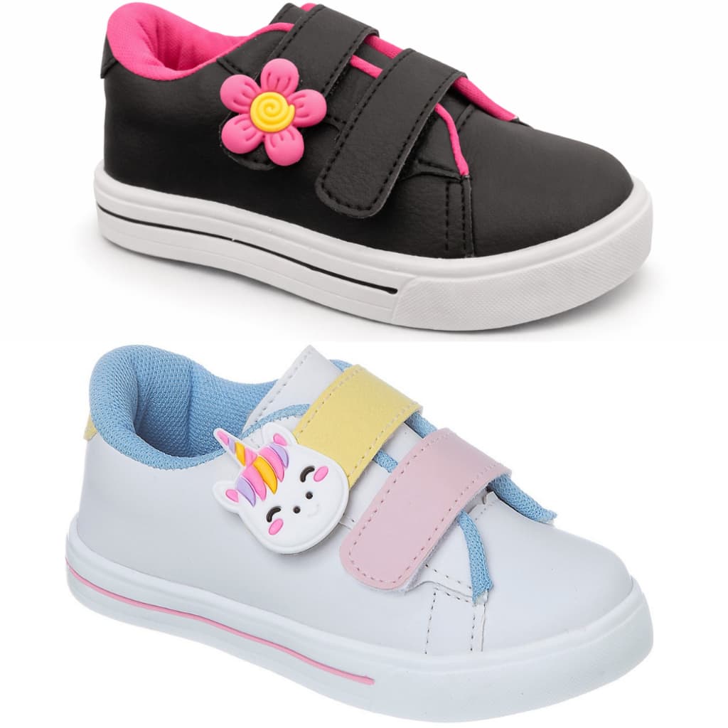 Kit 2 Tênis Infantil Menina escolar calçado de criança confortável