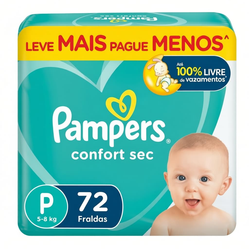 Fralda Pampers Confort Sec - Até 2X Mais Seco e Arejado
