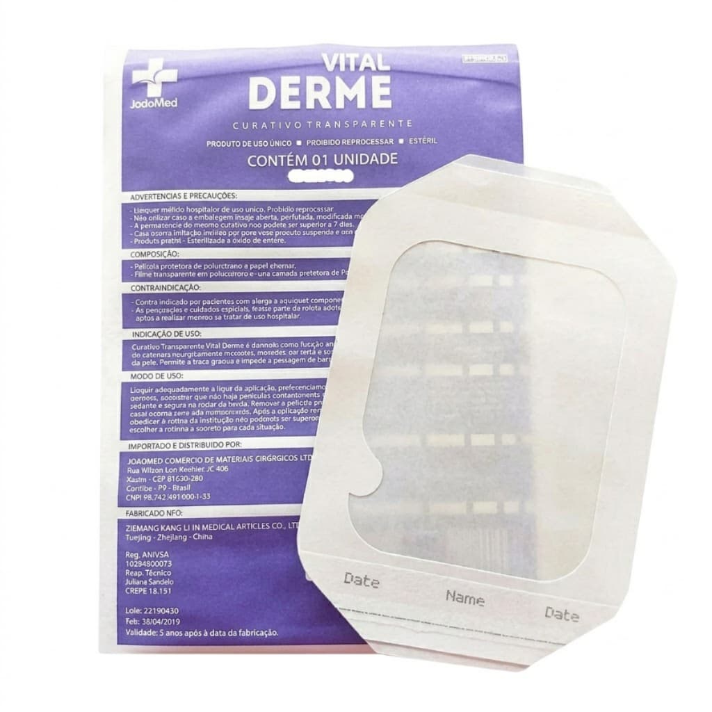 Kit 5 Curativo Transparente Fenestrado 6x7cm Vitalderme Esteril Fixacao Cateter