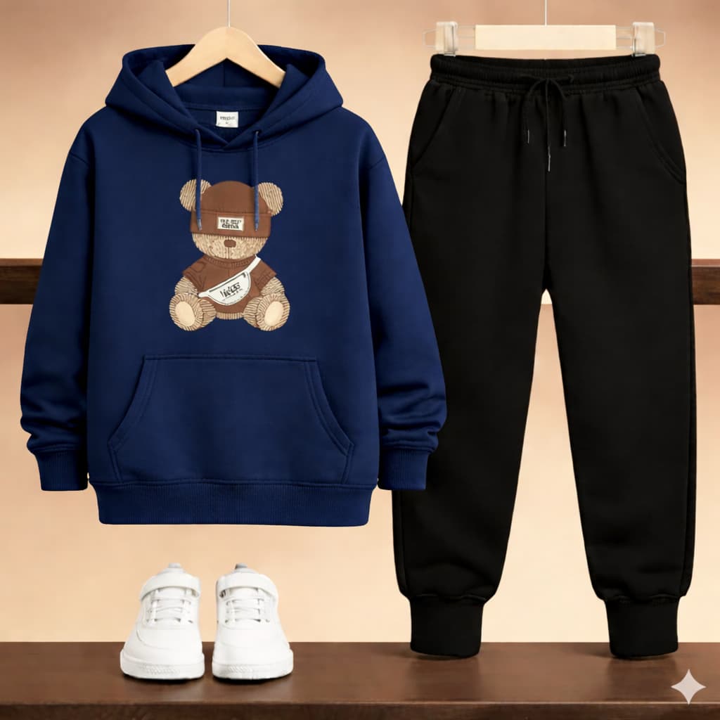 Conjunto Agasalho Calça Moletom Infantil Kids Urso Unissex