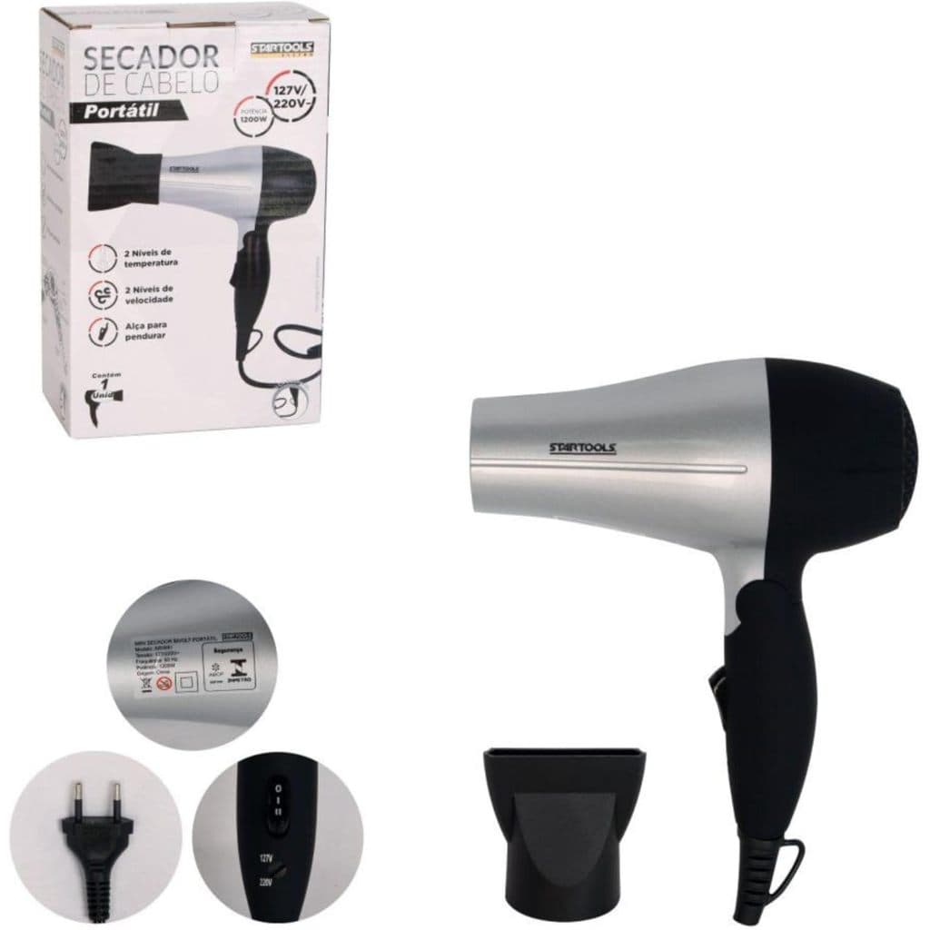 Secador De Cabelo Profissional para usar em Casa, Salão De Beleza E Cabeleireira Bivolt - Cinza