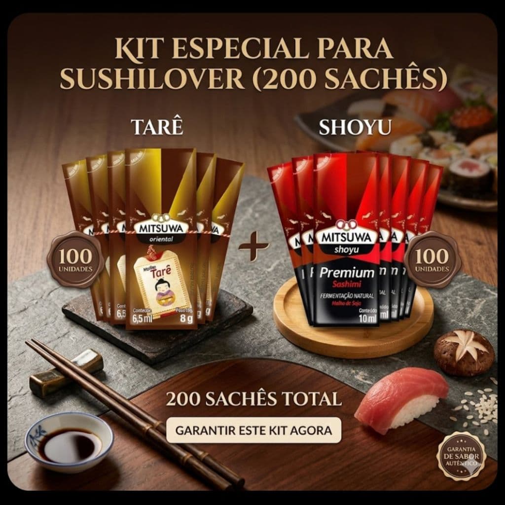 Kit 200 Sachês Shoyu e Tare Kit Profissional para Delivery Japonês Ideal para Sushi, Temaki e Restaurantes