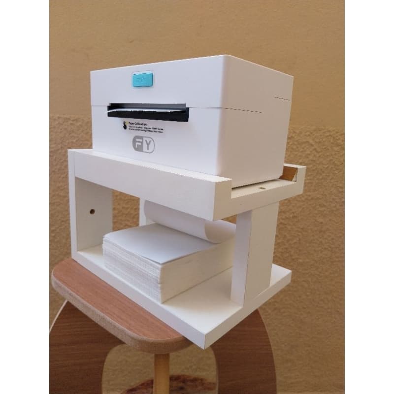 Suporte de Parede para Impressora Térmica + Nicho de Etiquetas - 100% MDF Branco - Estação de Expedição