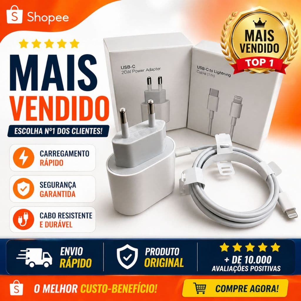 "ORIGINAL" Carregador Completo  Iphone  TURBO Fonte 20W + Cabo iPhone compatível ( 11 12 13 14 Pro Max )(Envio Rápido)