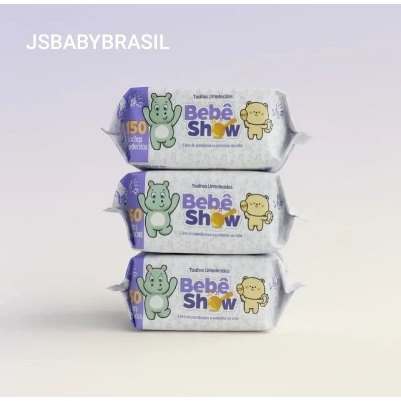 Kit 3 Lenços Umedecidos Bebê Show – Limpeza Delicada do Bebê FRETE GRÀTIS
