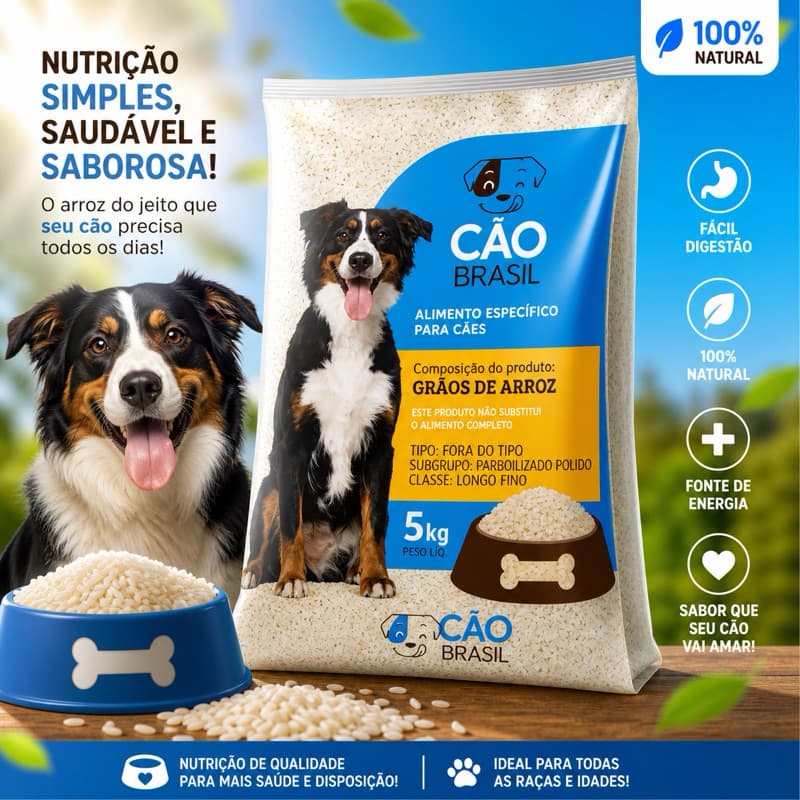 Arroz para Cachorro Cão Brasil 1/2/3/4/5/10 kg 100% Natural Alimentação Canina