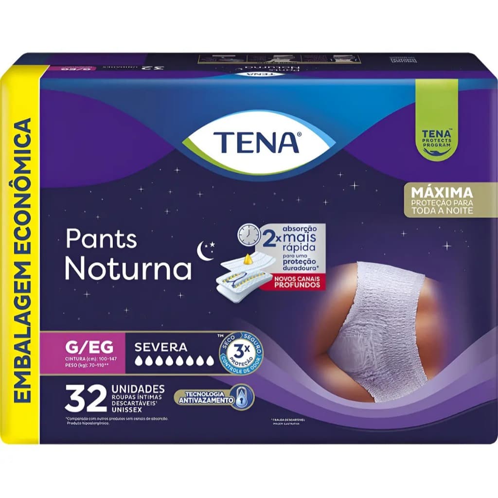 Fralda Geriátrica Tena Pants Noturna G/eg - 32un