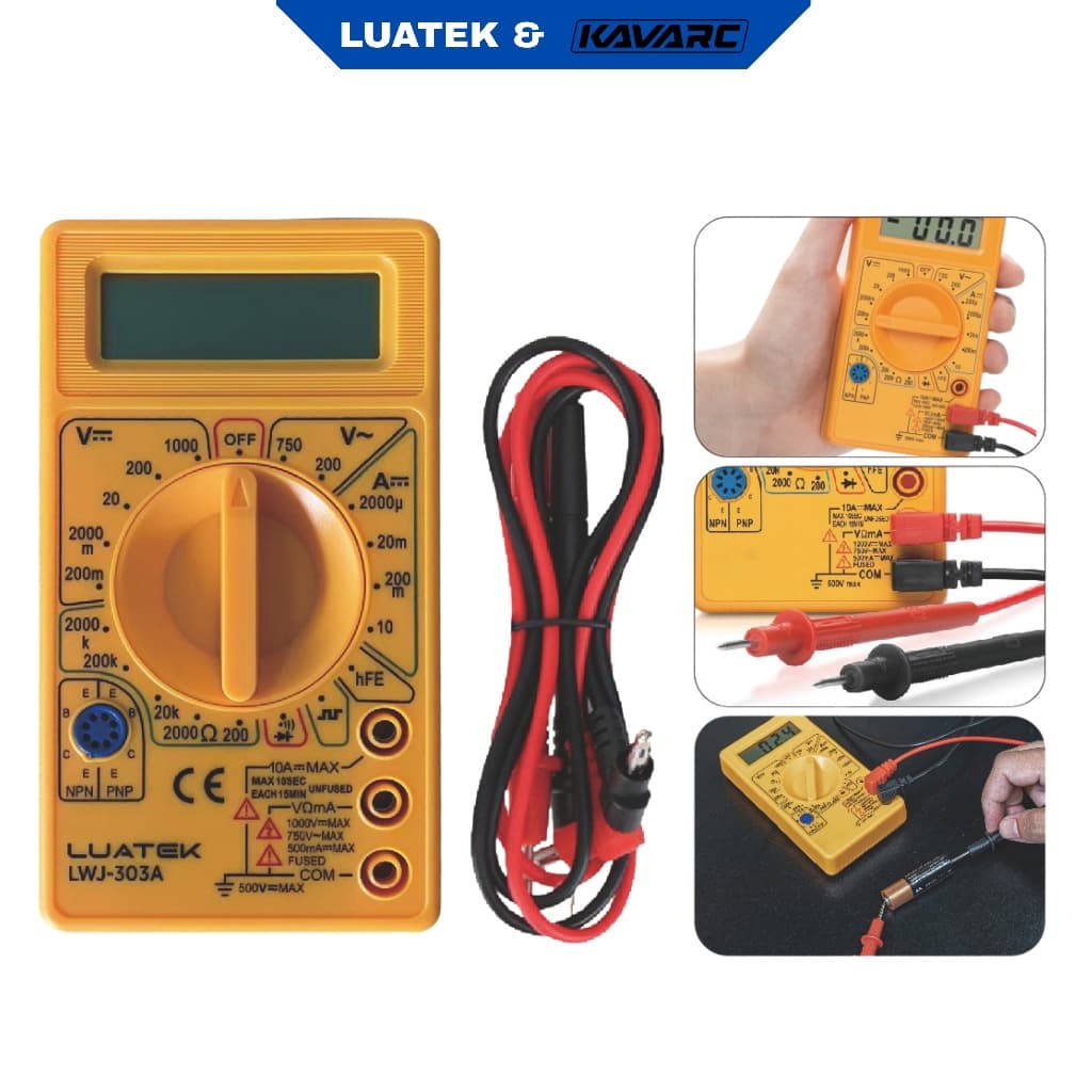 Multímetro Digital LUATEK LWJ-303A - ABS 750V CA / 1000V CC 200mA