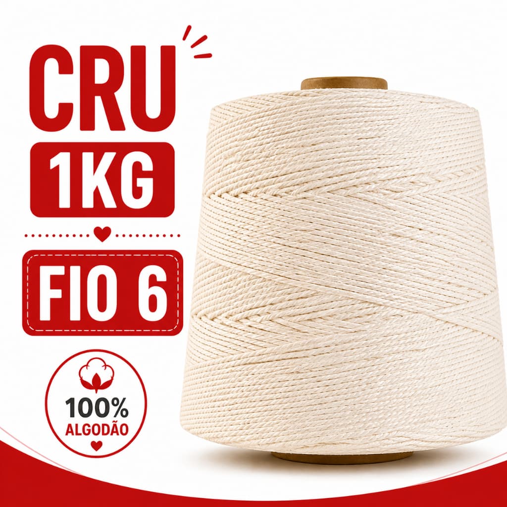 Barbante Eco Brasil Soberano 1kg Fio 6 Cru | Barbante para Crochê e Artesanato Alta Qualidade