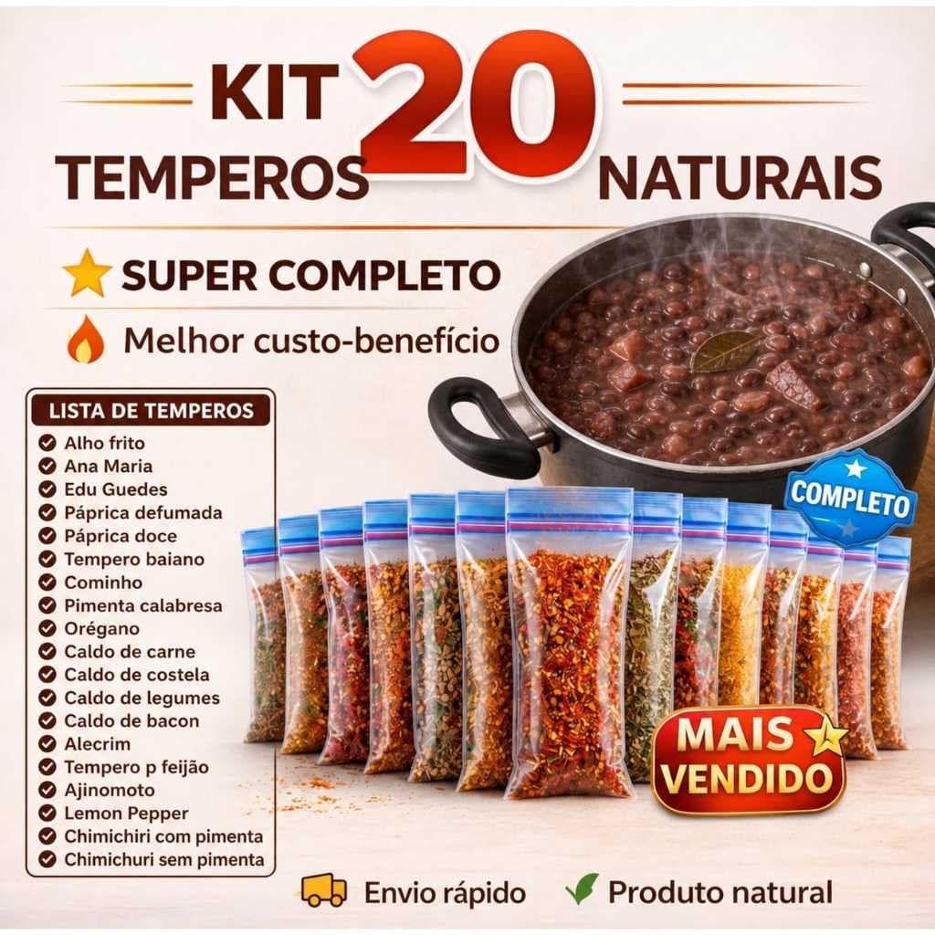 Kit 20 Temperos Naturais Mais Vendidos Sabor Caseiro Sem Conservantes