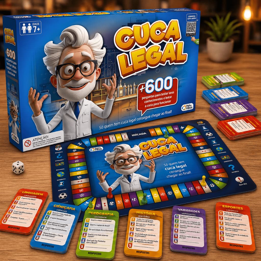 Jogo De Tabuleiro Cuca Legal Pais & Filhos + 600 Perguntas Familia