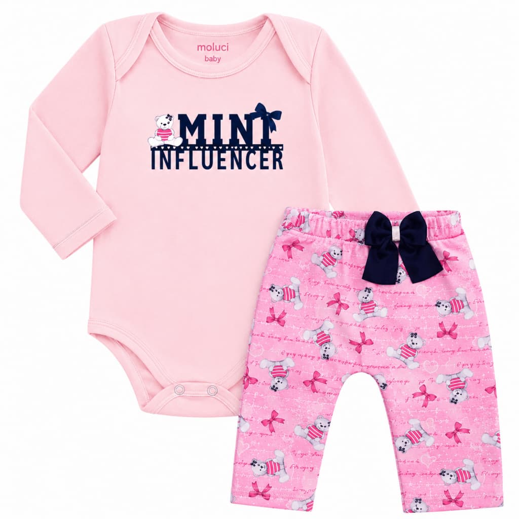 Conjunto Bebê Menina Luxo Body Manga Longa Calça Suedine Premium Roupa Bebê Menina