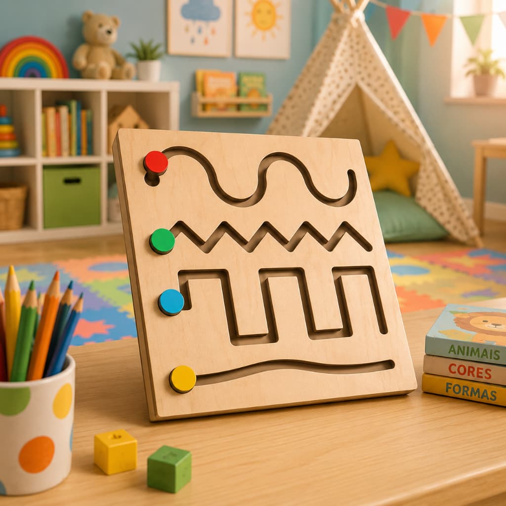 Labirinto Painel de Cores Sensorial Divertido Brinquedo Educativo Autismo Coordenação Escolar kids
