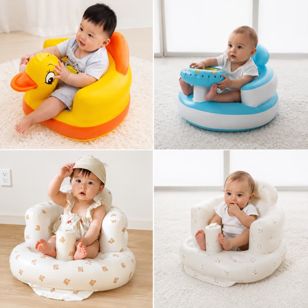 cadeira inflável bebê, sofá inflável infantil, cadeirinha bebê, assento bebê inflável, puff bebê portátil, bebe presente