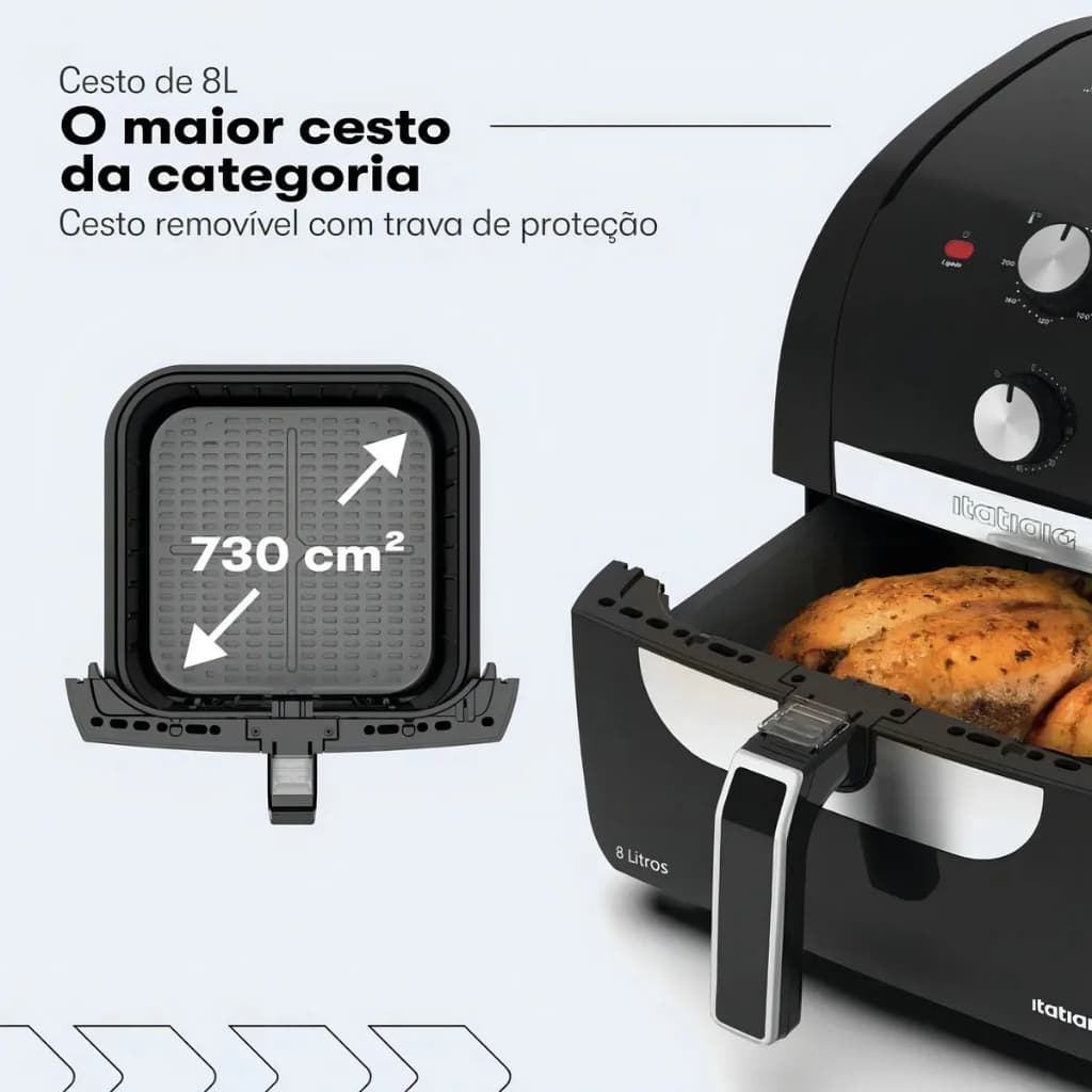 Air Fryer Itatiaia 8 Litros 127V Fritadeira Elétrica Sem Óleo Controle de Temperatura