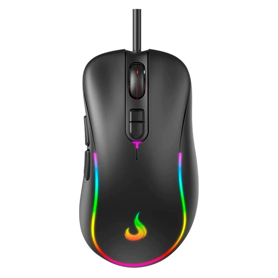 Mouse Gamer Rise Mode G2 Black RGB 6400 DPI - 7 Botões - Ergonômico PC Notebook  - Original + Brinde