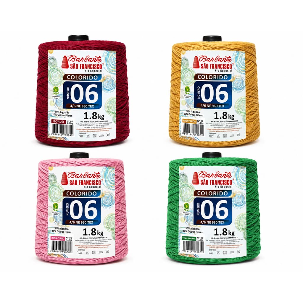 Barbante São Francisco 1.8Kg Fios 6 e 8 para crochê tricô e artesanato