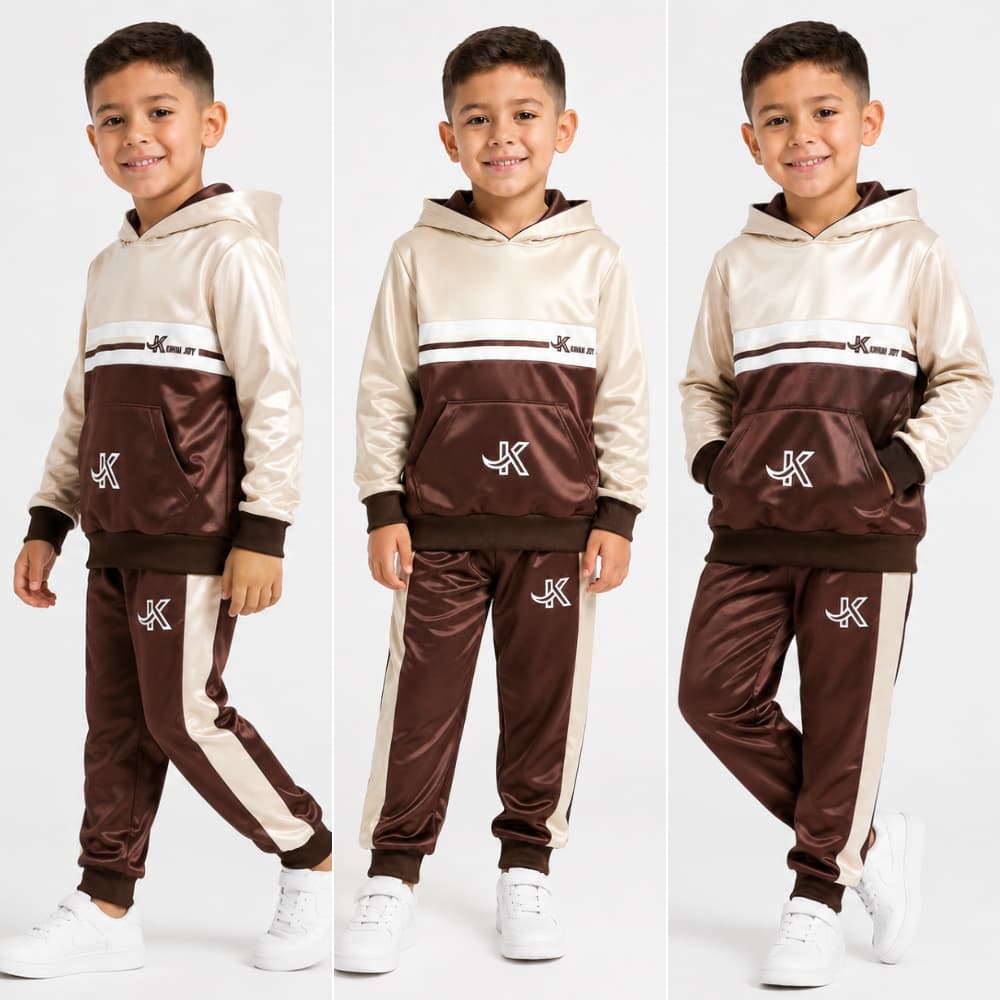 Conjunto Infantil de Inverno com Calça, Casaco e Blusa de Manga Moletom Capuz Confortável Masculino