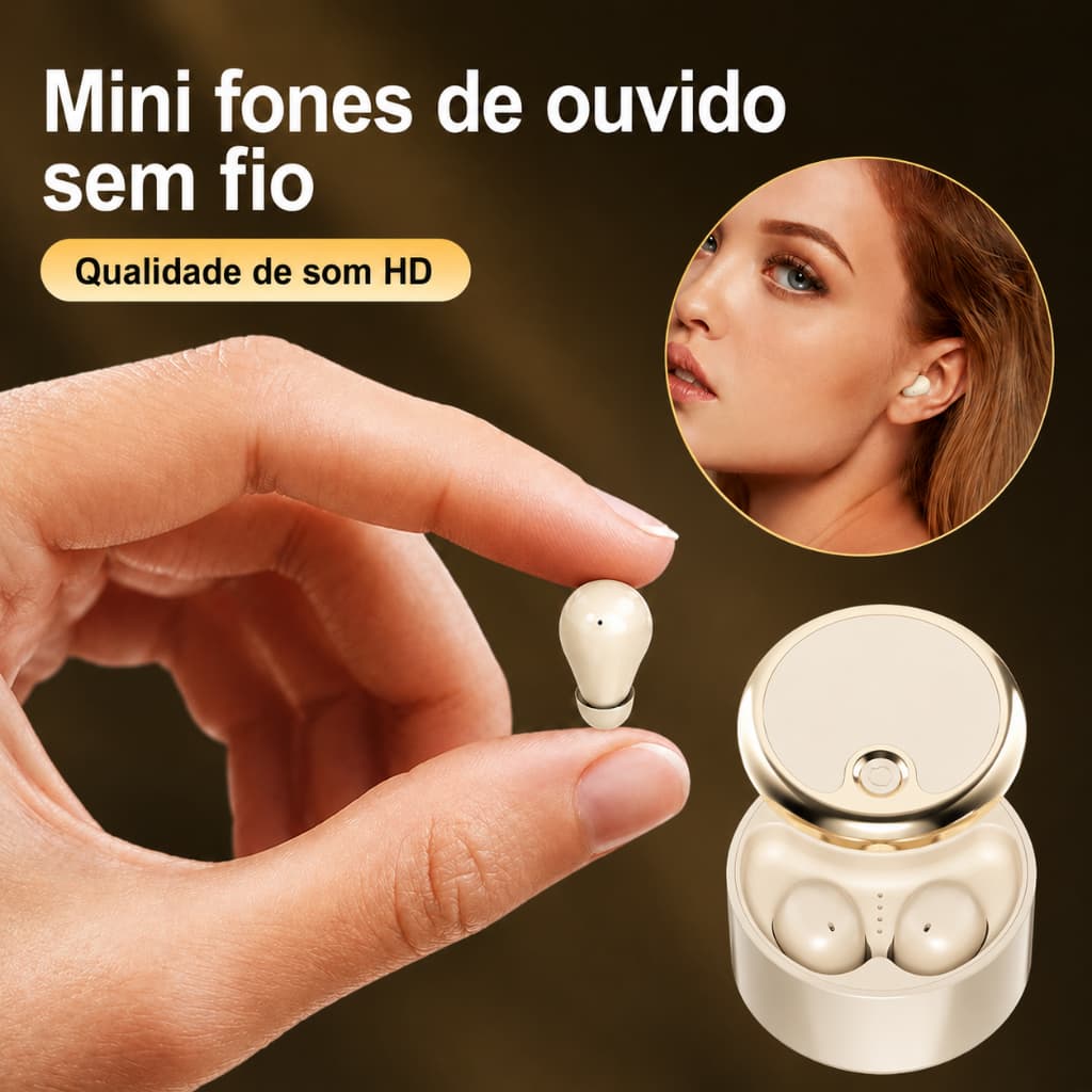 Y15 Mini Fones de Ouvido Invisíveis Bluetooth 5.4 True Wireless Intra-auriculares para Esportes
