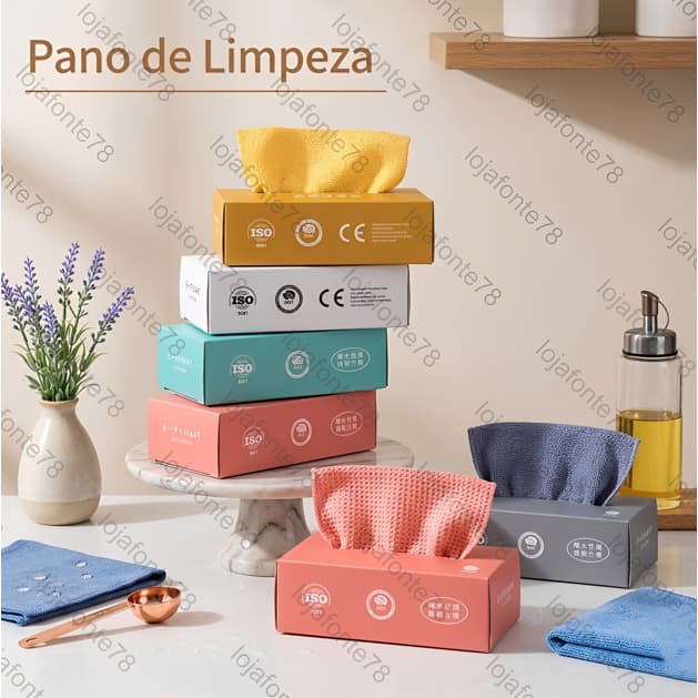 Kit 20 Flanela Pano Mágico Microfibra Multiuso Limpeza Vidro Espelho Carro Cozinha Reutilizável D418