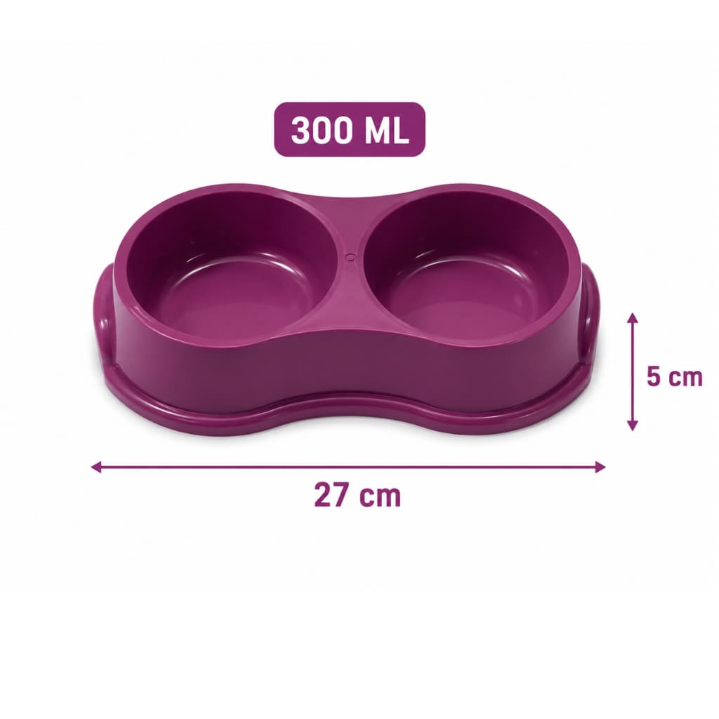 Comedouro Duplo Pet 300ML para Cachorro e Gato Água e Ração Varias Cores