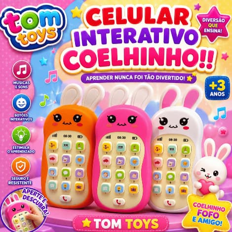 Celular  Telefone Interativo Capivara ou Coelho coelhinho Infantil com Sons e Músicas Educativas