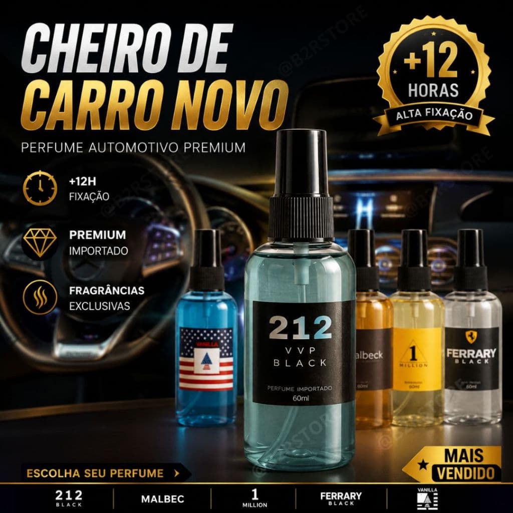 Kit 5 Cheirinho de Carro Spray Aromatizador de Carro Aromatizador de Ambiente Luxo Alta Fixação 60ML